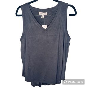 Philosophy Women’s NWT Faux Leather Gunmetal Gray V-Neck Tank Top Size Large